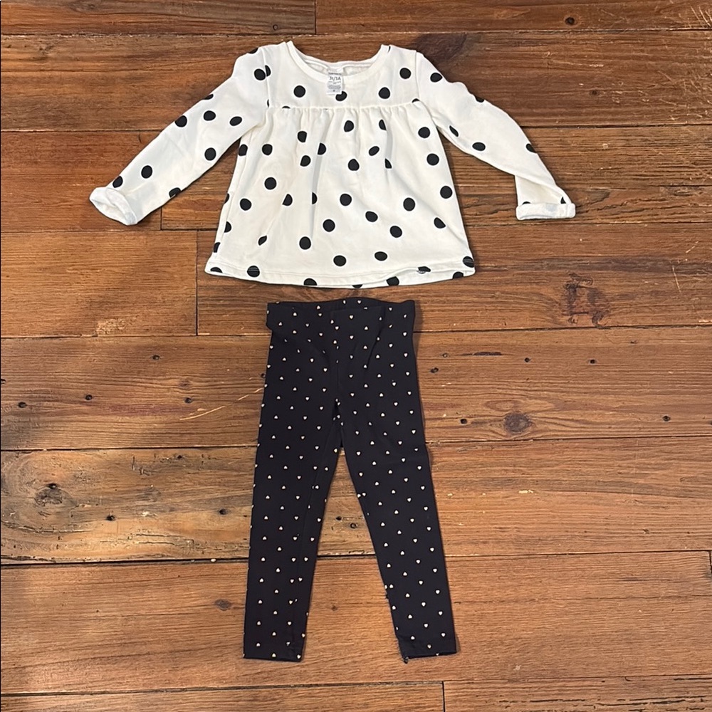 Carter's Cream and Black Polka Dot Toddler Top